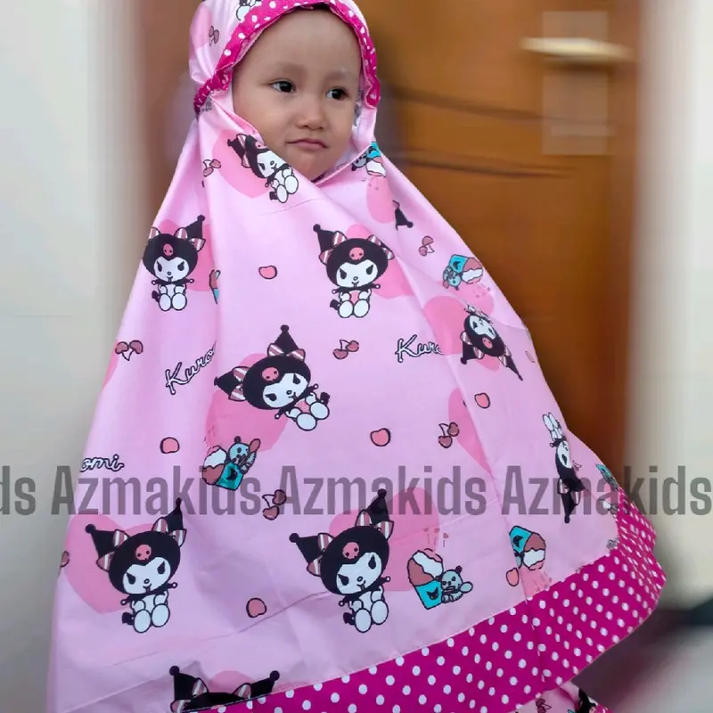 MUKENA ANAK KARAKTER MUKENA ANAK MURAH 2-9TH Bunga Polka Dot Putih Muslim 3