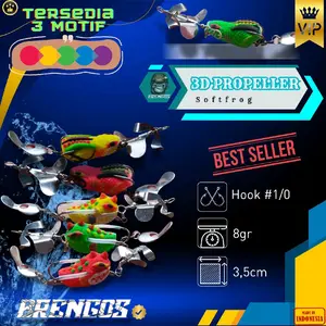 Brengos Umpan Katak Propeller 3D Premium Killer Toman Gabus Predator Hook 1/0 8gr 3.5cm Best Seller Lure untuk Ikan Predator - Pancing