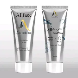 ALLFACE Anasdelia Facial Wash 100ml dengan Vitamin E & Asam Hialuronat untuk Pembersihan Wajah - Cair, Soap
