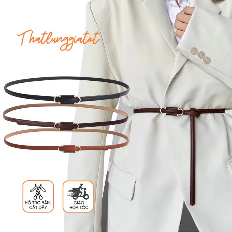 Đai thắt lưng váy nữ không lỗ bản nhỏ mảnh 1cm phối blazer đầm TL423 - Thắt Lưng Giá Tốt