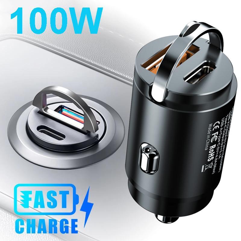 Bộ sạc ô tô USB Type C, 100W, Sạc nhanh, QC3.0 và PD, Bộ Chuyển Đổi sạc điện thoại trên ô tô, Tương thích với iPhone, Samsung, Huawei, Xiaomi 0