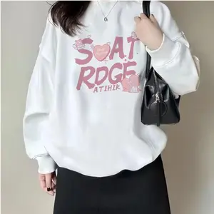 Sweater Lengan Panjang Pink English Letters Baju Wanita/Switer Wanita Korean Style Vintage Sweater Oversize crewneck cewek aesthetic Katun sweater oversized Atasan Tebal Hoodie Fleece Hitam Keren Sweatshirt