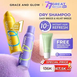 [FREE DEODORANT] Dry Shampoo Grace and Glow 150 ml | Daisy Breeze & Velvet Breeze | For Hair & Scalp | 10 Sec Instant Hair Refresh | Perawatan Rambut Lepek, Anti Bilas, Instan Ready | Cocok untuk Travelling