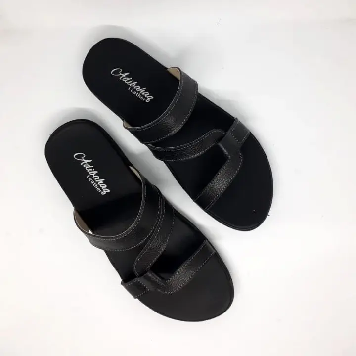 Sandal Flat Teplek Casual Wanita Sandal Kulit Asli Garut Adibahaq Carrisa BK 6