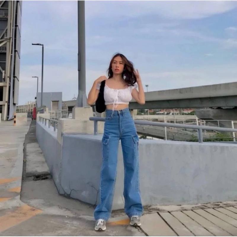Product Introduction of HIGHWAIST CARGO JEANS WANITA VIRAL JEANS WARNA Celana Panjang 5