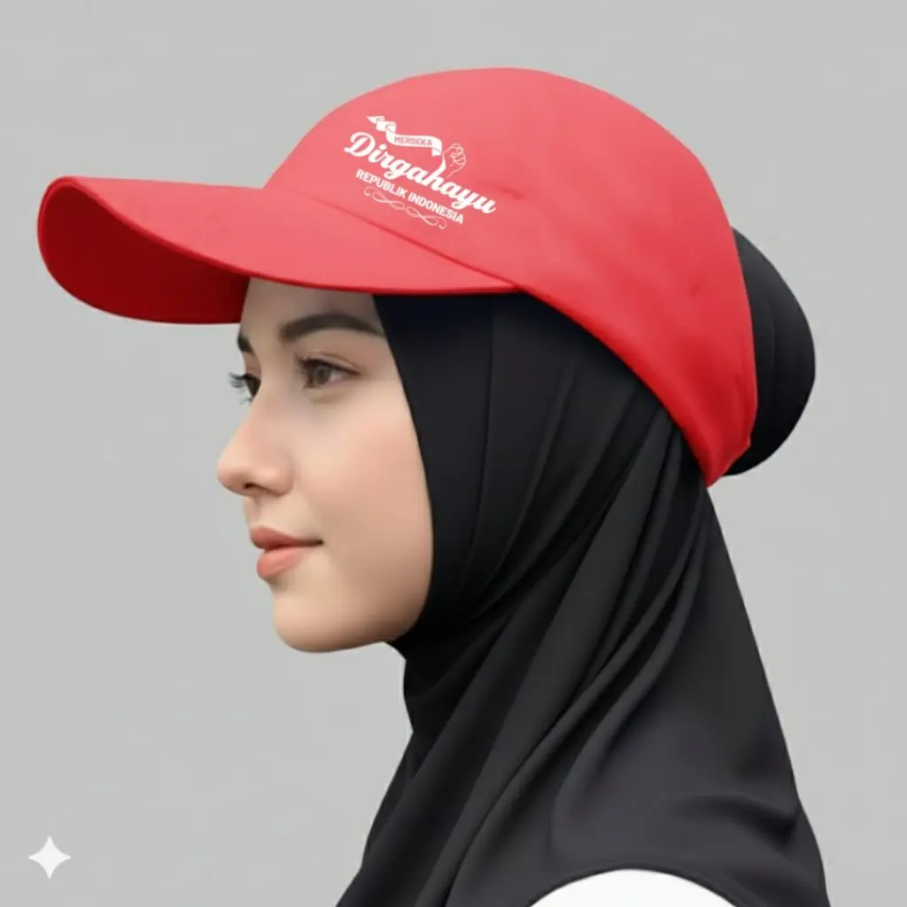 Topi Hijab Sport Dirgahayu RI 81 - Nyaman & Stylish - Golf Baseball Bolong Muslimah Bucket Hat - Edisi Spesial Agustusan 5BA