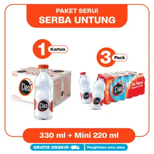 Cleo Air Murni 220ml 3 packs + 330ml 1 karton