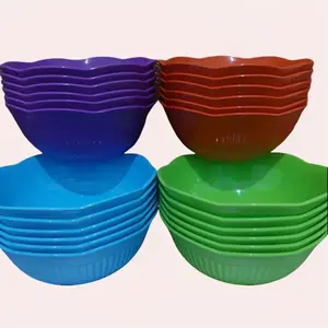 MANGKOK PLASTIK PAKET 12 PCS DIAMETER 16 CM+BONUS CENTONG NASI,Bahan plastik PP5,Varian warna-Kitchenware