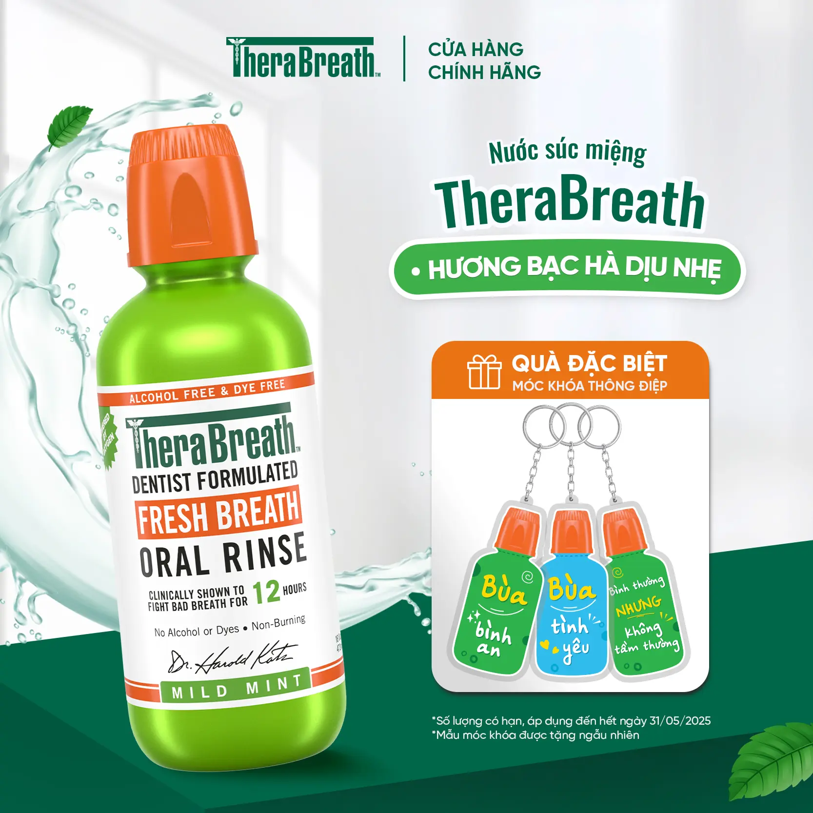 Nước súc miệng TheraBreath - Bạc Hà Dịu Nhẹ - Thương Hiệu Nước Súc Miệng Không Cồn Từ Hoa Kỳ