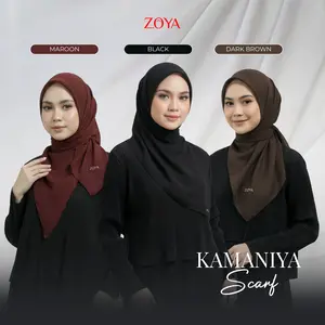 Zoya - Kamaniya Scarf - Kerudung Hijab Segiempat Polos - Bahan Voal Logo Printing Square