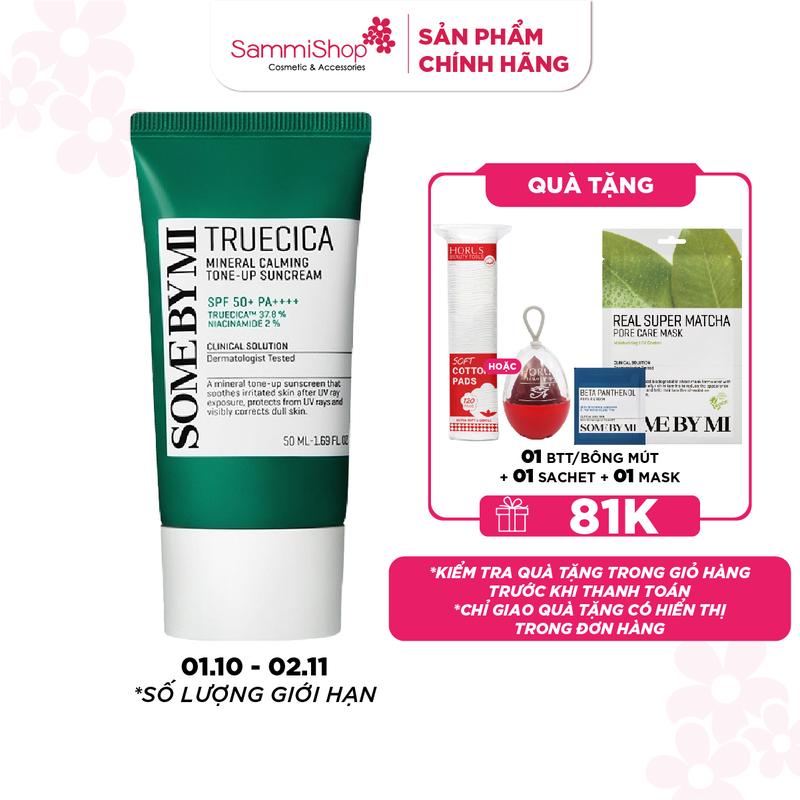 Some By Mi Kem chống nắng Truecica Mineral Calming Tone-up Suncream 50ml