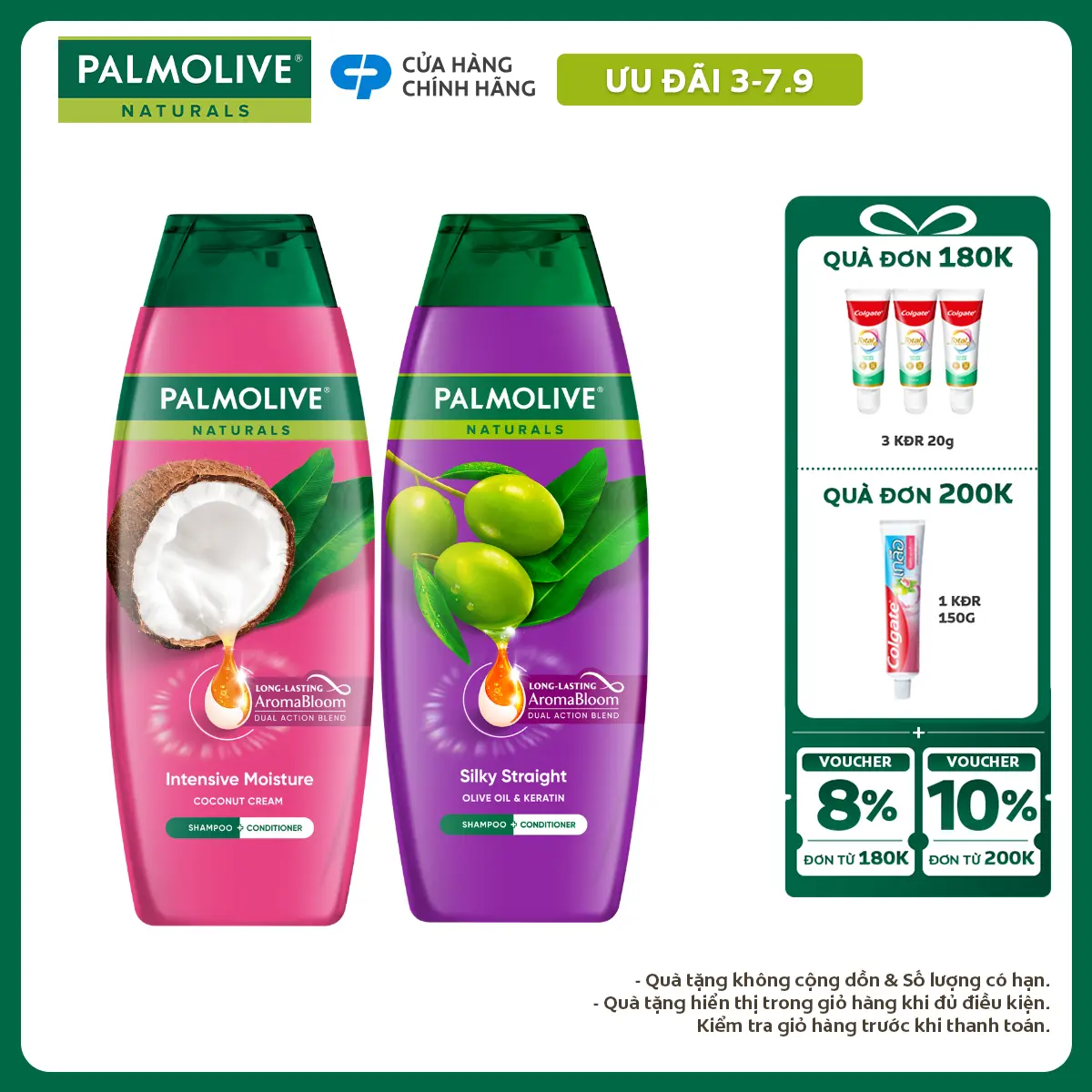 [Ưu đãi 3-7.9] Dầu gội Palmolive kèm dầu xả chiết xuất thiên nhiên chăm sóc tóc và dưỡng tóc bồng bềnh 180ml phù hợp cho Nữ và nam