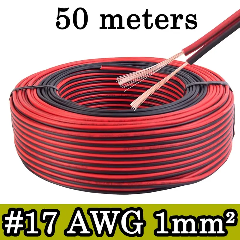 Dây loa AWG17 Dòng mở rộng sức mạnh 100m 50m 20m Dây điện áp thấp 2*1mm Áp dụng cho Đèn LED Trumpet 4