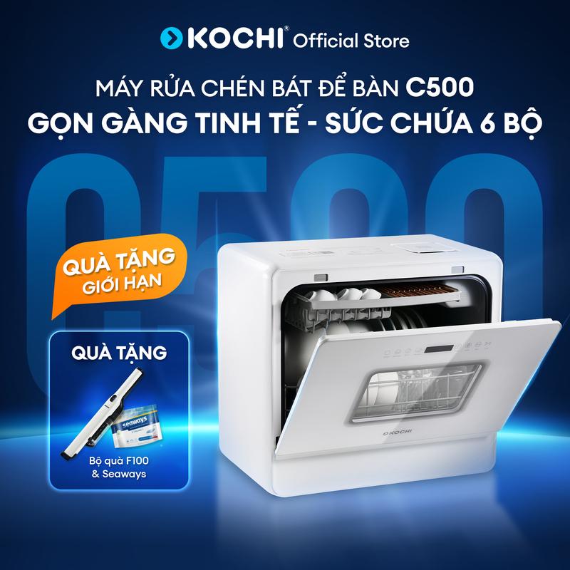 [MỚI RA MẮT] Máy rửa chén bát để bàn KOCHI C500 - Sức chứa 6 bộ - Không cần lắp đặt - 5 chương trình rửa, sấy nóng khử trùng - Tiết kiệm điện nước - 2 cơ chế cấp nước tiện lợi - Bảo hành 12 tháng - Kochi Vietnam