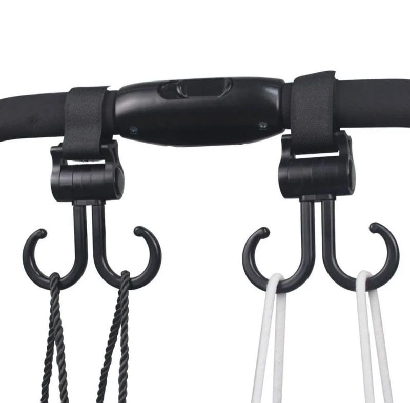 Product Introduction of ToolTopia | Hanging Hooks - Double Hook Plastic with Velcro Max Load 3KG Ideal for Electric Scooters/Motorcycles/Bicycles, Efficient and Practical, Rotatable and Adjustable 3
