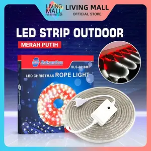 Lampu Strip Outdoor LED 2835 Merah-Putih  + Adaptor 220V / Lampu Hias Anti Air LED 3528 Strip 17 Agustus