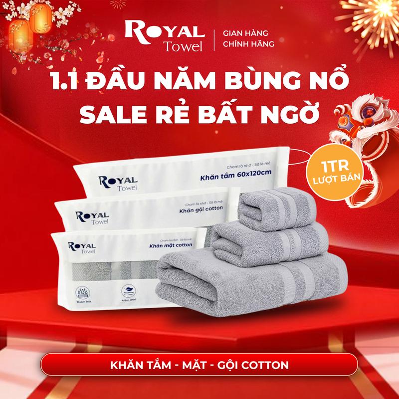 Khăn Tắm Khăn Gội Đầu Khăn Lau Mặt Royal Towel sợi bông Cotton Thấm Hút Không Ra Màu Dùng Cho Gia Đình Spa Khách Sạn Nhà Tắm