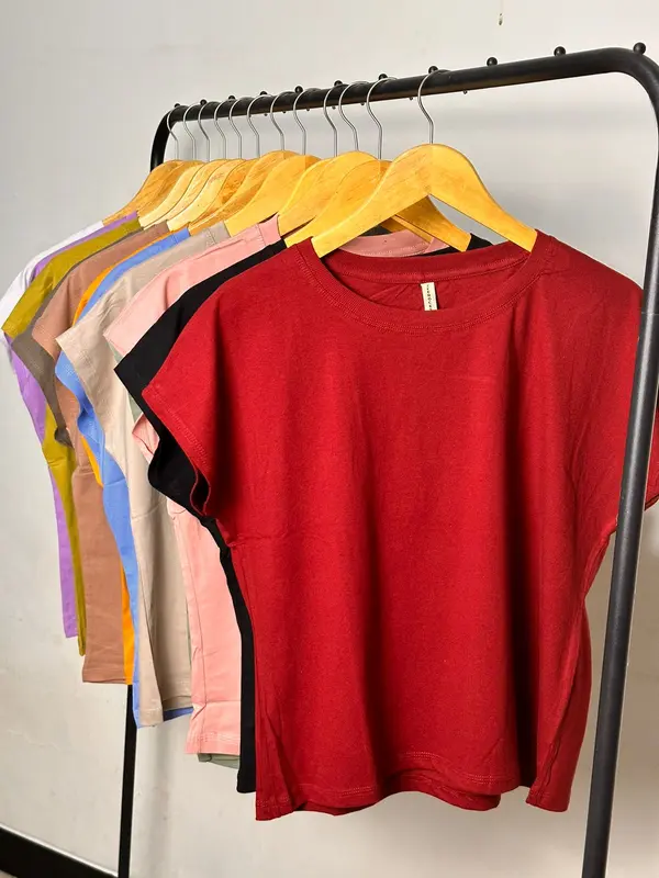 Baju  yukenzi masa kini cotton combed 24s Terbaru Panjang Polos Katun Kerah Bulat Nyaman Hitam Tangan Pendek  Putih Oblong kaos wanita murah cewek Atasan Basic Dewasa Oversize 2