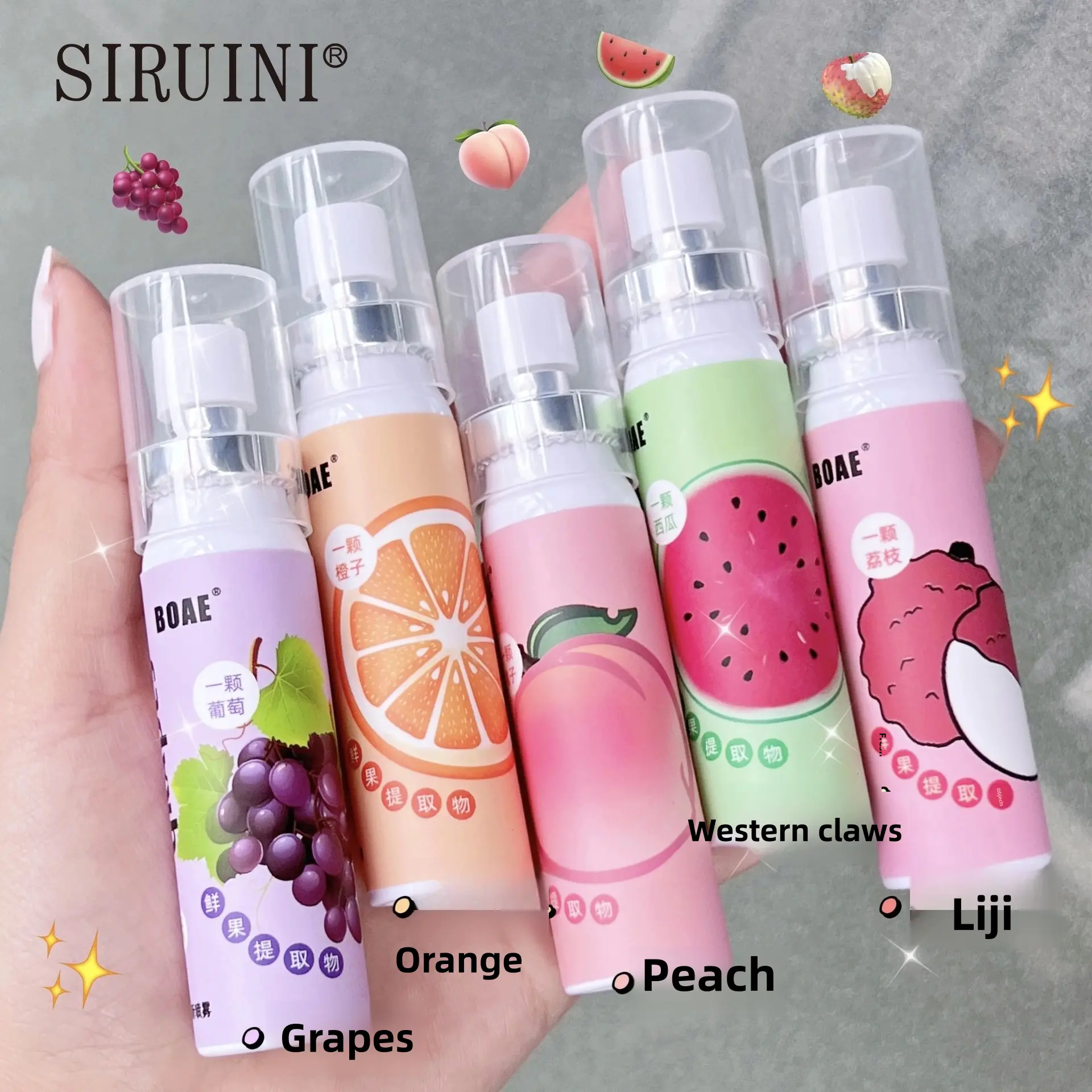 Oral Spray Breath Freshener Lasting Fragrance Fresh Breath Fruit Oral Freshener Oral Spray Peach Watermelon Grape Aroma Scent