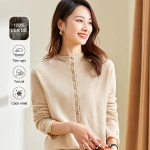Áo len cashmere cao cấp MuMeng [100% Cashmere], thiết kế sang trọng dành cho phụ nữ mùa thu và đông, dáng ôm gọn, áo cardigan cài nút, kiểu dáng hiện đại 3395