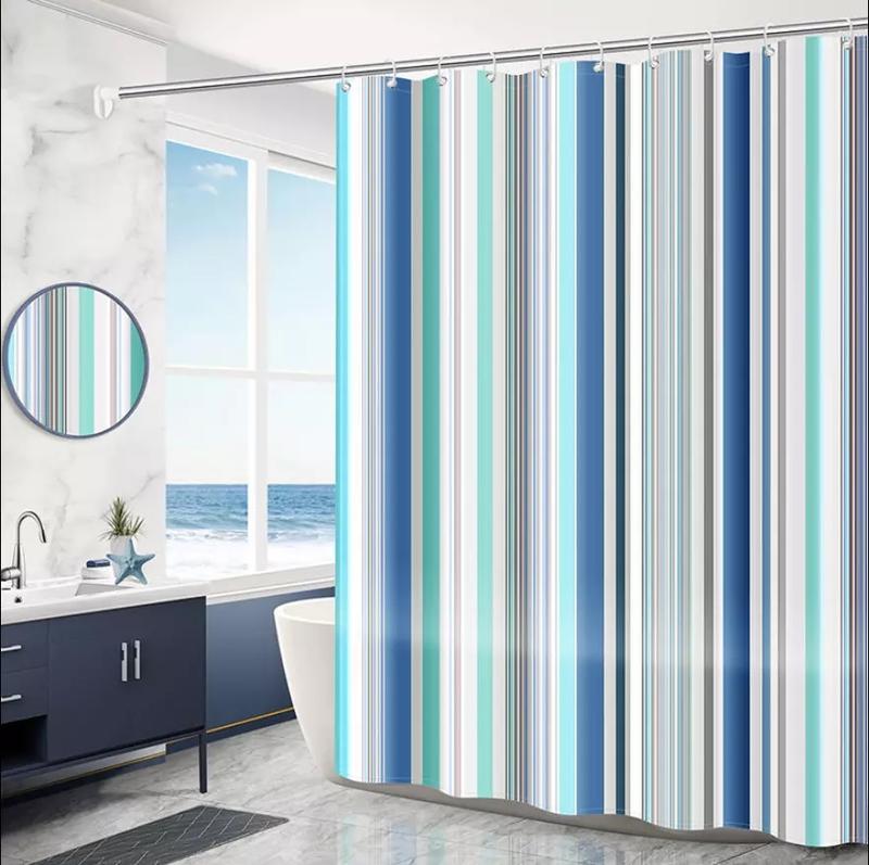 Product Introduction of New Motif!Tirai kamar mandi anti air bahan PEVA sudah dilengkapi dengan pengait/Tirai kamar mandi anti air ukuran 180x180cm bahan Plastik anti air 52