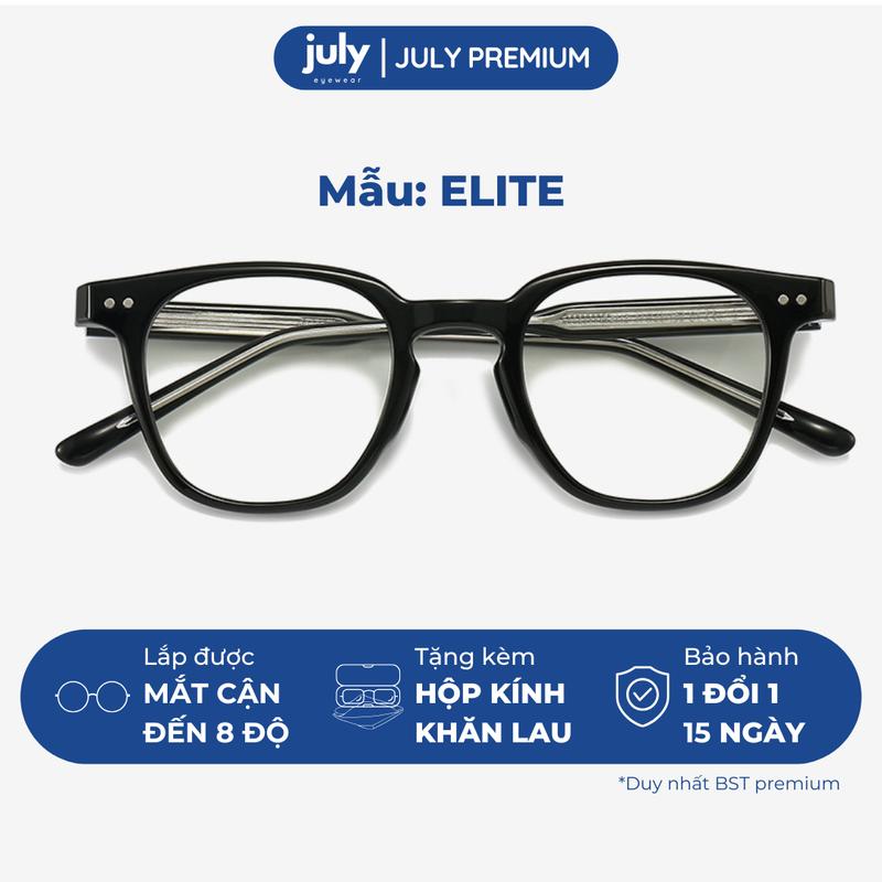 Gọng Kính Cận Cao Cấp Nam Nữ ELITE Form chữ nhật cốt kim loại chắc chắn hợp mặt vừa và to July Eyewear Premium
