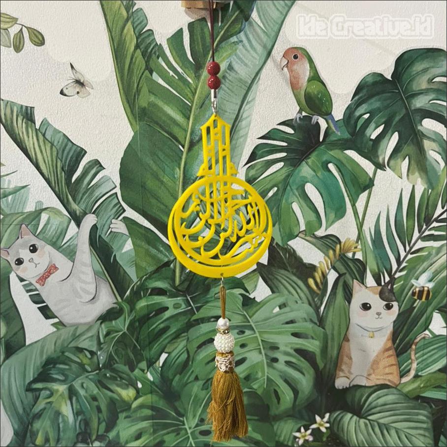 Gantungan Spion Mobil BISMILLAH Gantungan Spion Mobil  BISMILLAH Acrilic Warna Emas