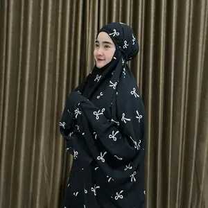 Mukenah motif pita rayon katun By Devita anti gerah super cantik