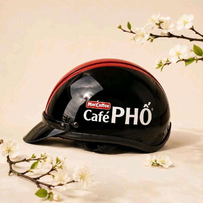 1 Mũ Bảo Hiểm Café PHỐ Thiết Kế Độc Đáo Màu Đen Đỏ Phong Cách Hiện Đại