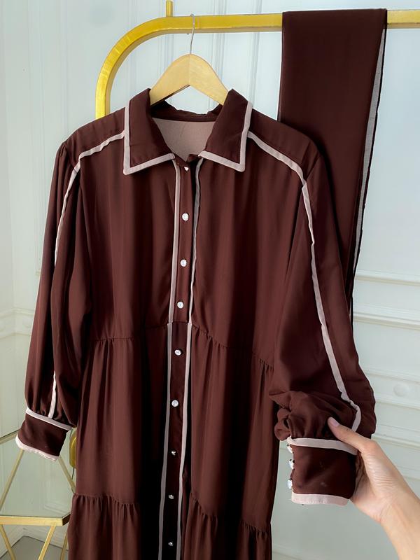 Gamis Ceruty Set Humaira Bahan Ceruty Babydoll Detail Kerah dan Kancing Aktif 2