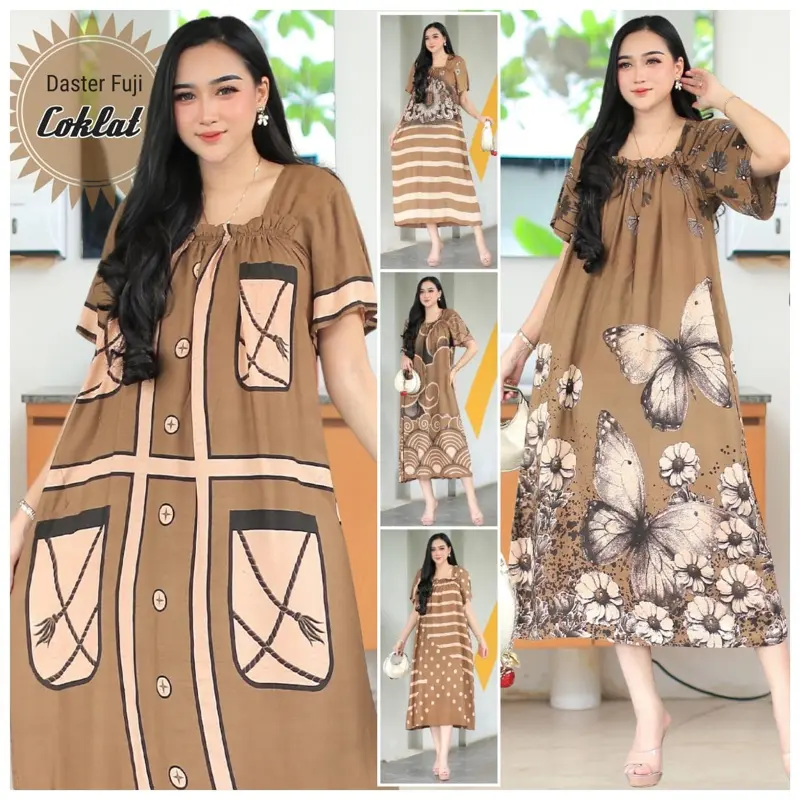DASTER FUJI MOTIF TERBARU SHEILA/DASTER FUJI BUSUI/DRESS IBU MUDA KEKINIAN Karet Rayon Wanita  Pendek Bumil Menyusui Panjang