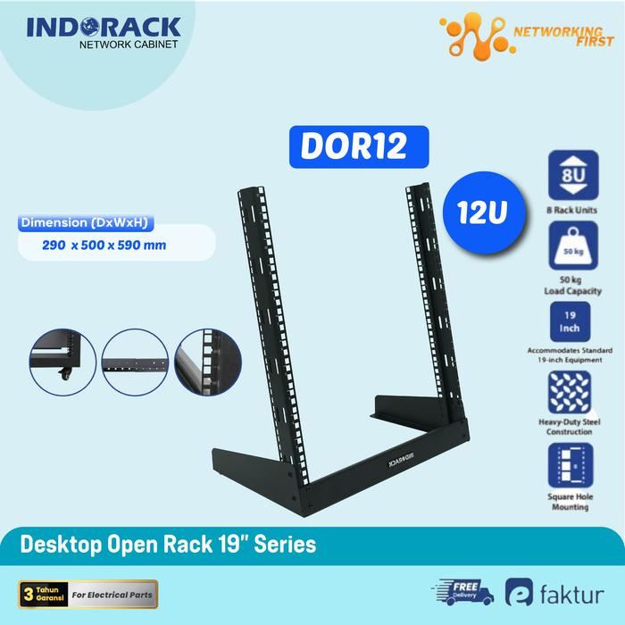 Indorack Audio Rack Open Rack Jual DOR12 Indorack Desktop Open Rack 12U Depth 290mm Rak Patch Panel ...