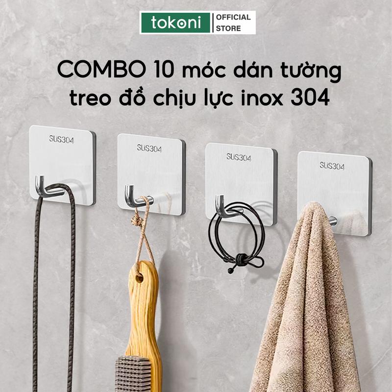 COMBO 10 Móc Dán Tường Treo Đồ Chịu Lực Móc Treo Tường Siêu Dính Inox 304 Treo Mũ Nón Tiện Lợi