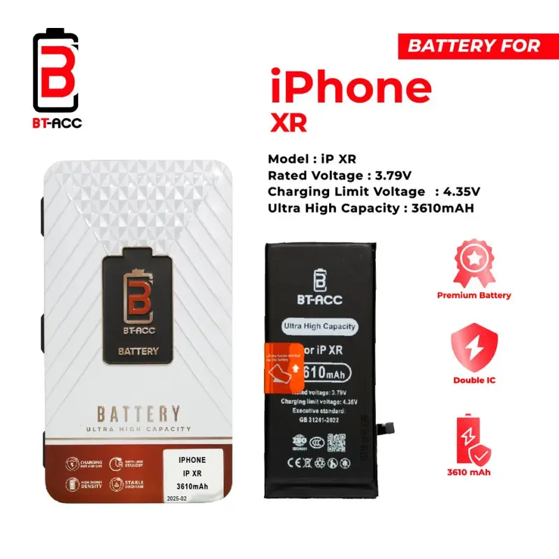 BT-ACC Ultra High Capacity Battery Baterai Batre For Iphone XR With 3610mAh 1