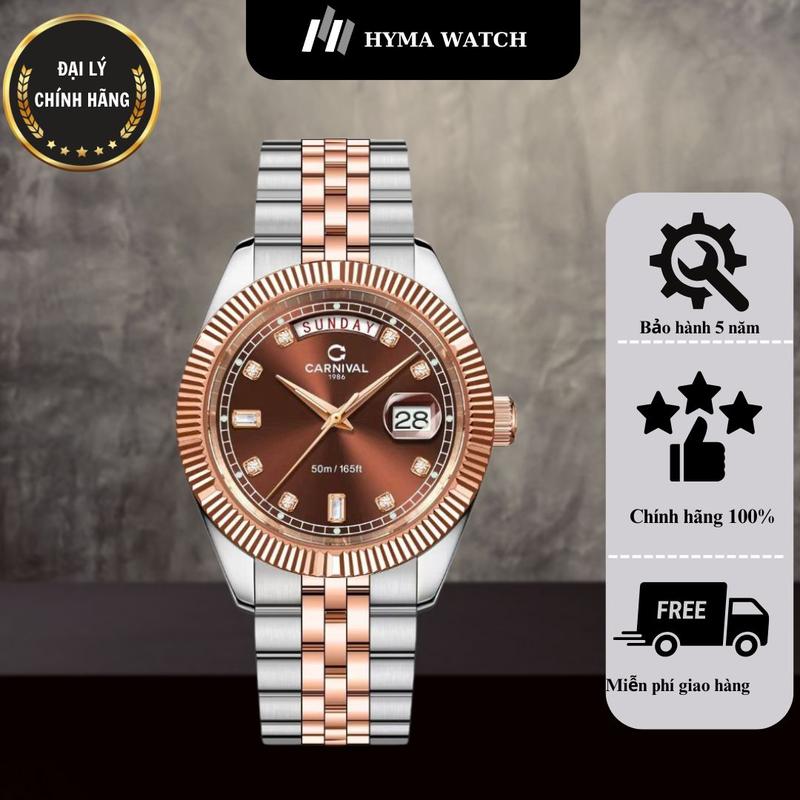 Đồng hồ Nam Carnival 8190G Máy pin dây thép Bảo hành 5 năm Hyma Watch