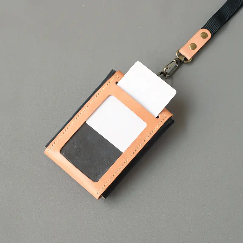 SOANC - Tuxedo Black Lanyard Name Tag ID Card Holder Kulit Sapi Asli 2