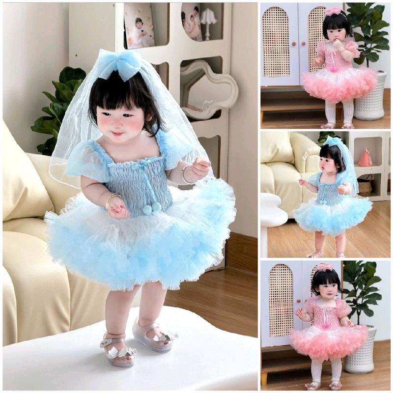Váy Công Chúa Tutu Có Tay Kèm Cài Cô Dâu Chất Lưới Mềm 5-15 Kg,Váy Cho Bé Gái Đầy Tháng Sinh Nhật Dự Tiệc Bé Cưng Store