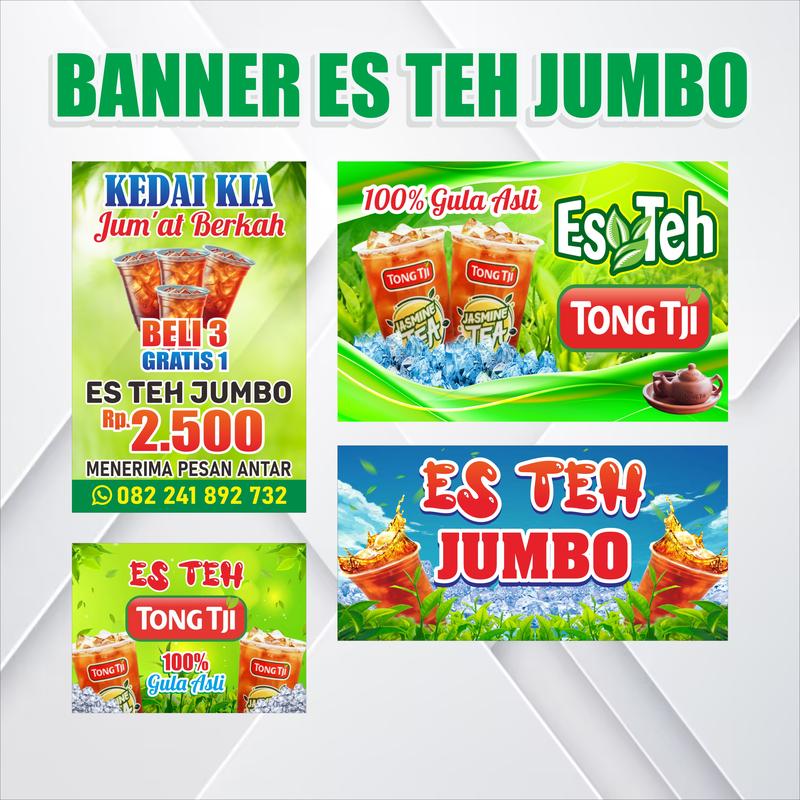 BANNER ES TEH / SPANDUK ES TEH untuk jualan atau bazzar backdrop ...