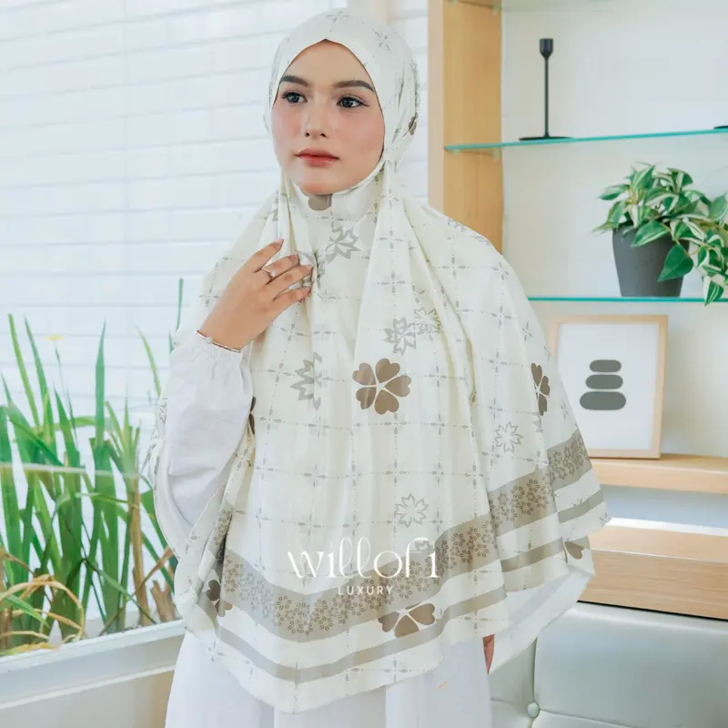 [Gratis Scrunchie & Baby Gold] Willofi - Hijab Instan Bergo Tali Non Pad Jumbo Motif Alamanda Khimar Simple Muslim Dewasa 5