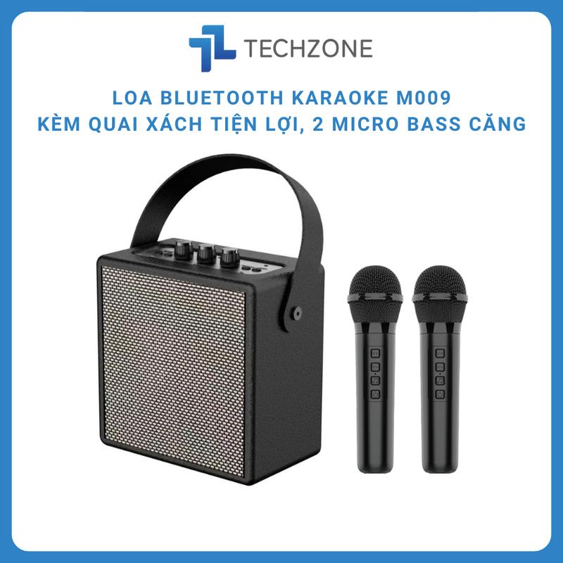 Loa Karaoke Bluetooth Xách Tay Không Dây M009 Kèm 2 Micro Led nháy theo nhạc bass căng