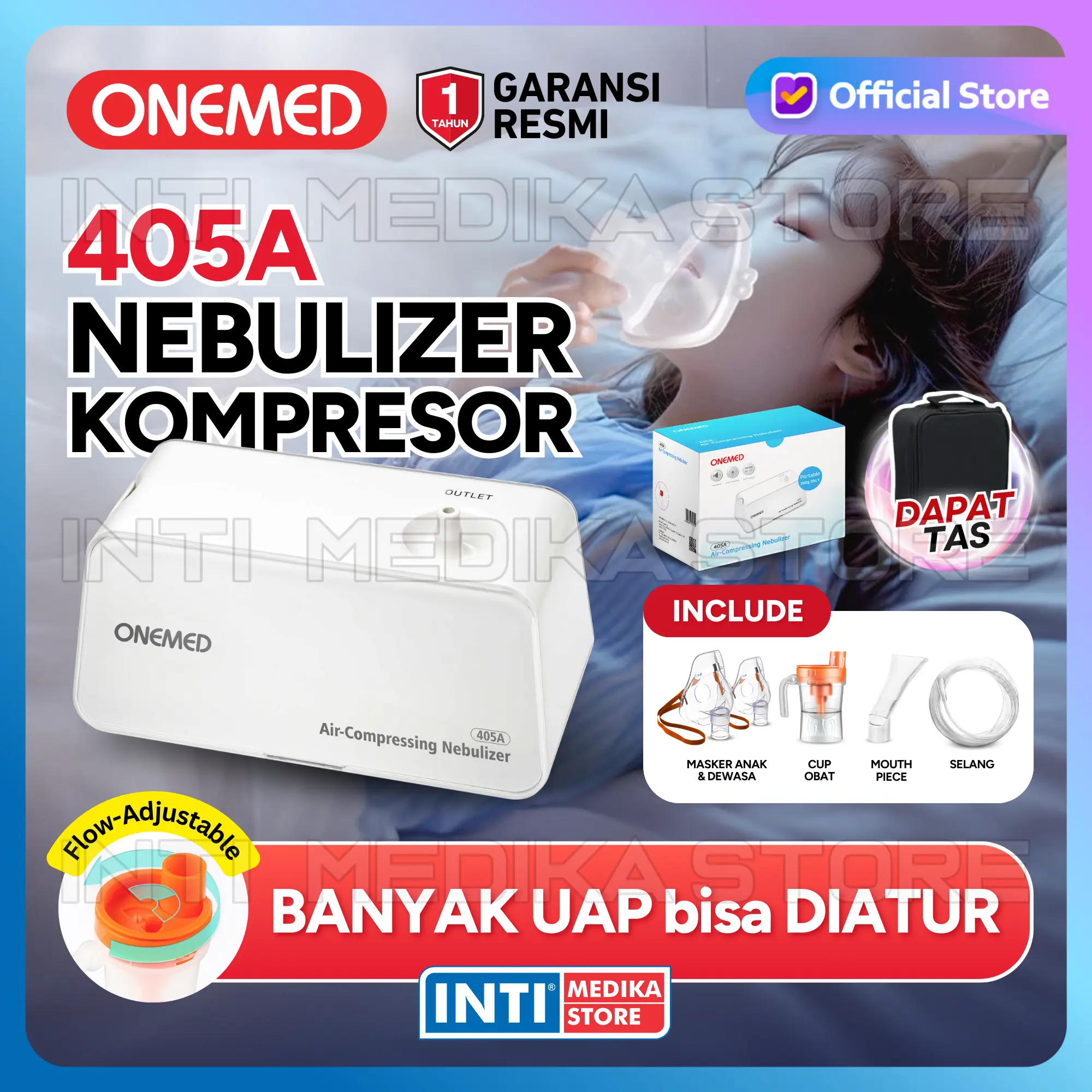 ONEMED - Nebulizer Portable 405A | Alat Terapi Uap Pernafasan One Med