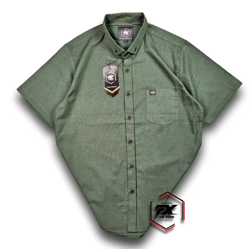 Hem Kemeja Polos Pria Lengan Pendek Premium  Bahan Katun Sigaret Tebal Dan Tidak Nerawang Ready Ukuran M sampai XXXL Baju 5