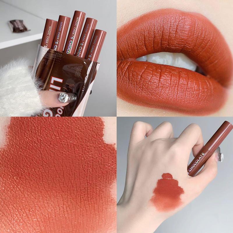 Product Introduction of 【TOP】Chocolate five lipstick set matte finish non-fading lipstick female student 12