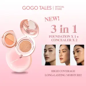 [100%ORI]Gogo Tales 3-in-1 Cushion Foundation Matte Long-Lasting