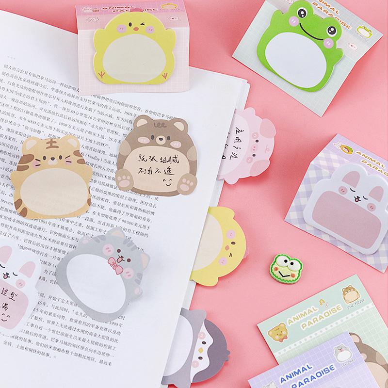 20 Tờ gói Ghi Chú Dính Động Vật Hoạt Hình Dễ Thương Hổ Totoro Chim Cánh Cụt Thỏ Gấu Lợn Miếng Dán Ghi Nhớ Tự Dính