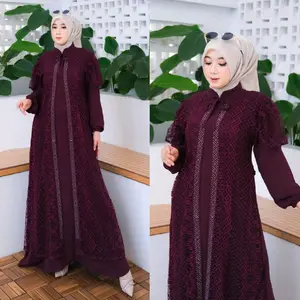 COD NAJWA DRESS S M L XL XXL XXXL GAMIS BURKAT SWAROSKI MIX CRINKEL SUTRA PESTA KONDANGAN ELEGAN & MEWAH Dengan Resleting Depan Busui Friendly Dan Tali Pinggang