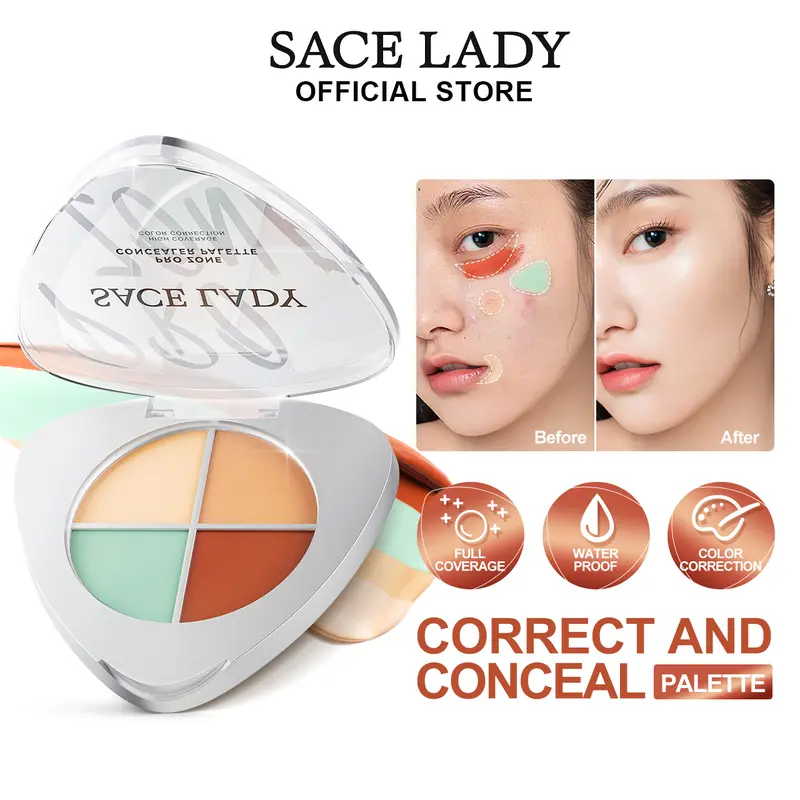 [COD]SACE LADY Bảng Che Khuyết Diểm 4 Màu Không Thấm Nước Che Phủ Toàn Bộ 5.6g 0