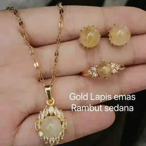 Set Rambut Sedana Lapis Emas Model Terlaris dan Awet dengan Permata Giok
