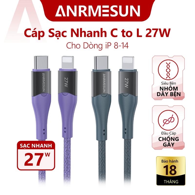 Cáp Sạc Nhanh Bọc Dù 20W Type-C to Lightning Truyền Dữ Liệu 480Mbps Vỏ Hợp Kim Siêu Bền 1m