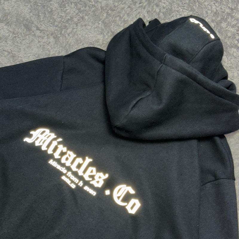 AETN - Balaclava Hoodie Zipper Boxy Miracles Black 375gsm Reflektif 6